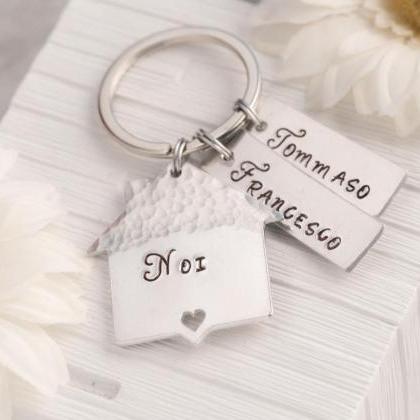Hand Stamped Keychain, Anniversary Home Gift For..