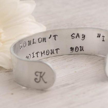 Hand stamped engraved cuff bracelet..