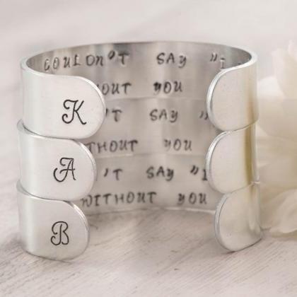 Hand Stamped Engraved Cuff Bracelet Set As Cuff..
