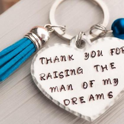 Hand Stamped Heart Keychain, Thank You For Raising..