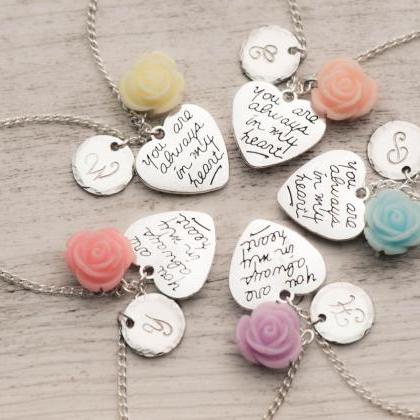 Hand stamped custom necklace, 5 bff..