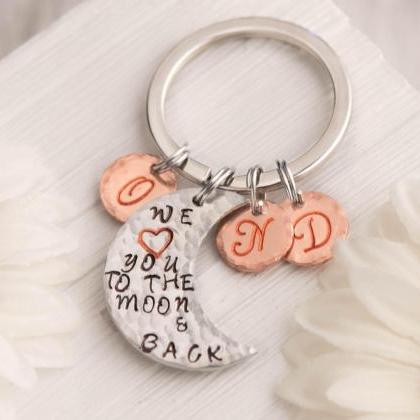 Hand Stamped Keychain, Mothers Day Keychain,..