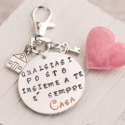 Hand Stamped Couple Keychain, Couple Engraved..