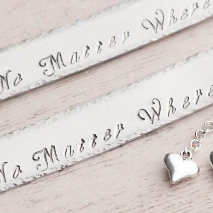 Hand stamped metal bookmarks with e..