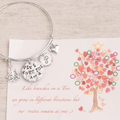 Hand stamped winter bangle with ini..