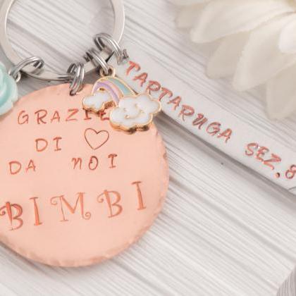 Hand Stamped Keychain, Personalized Teacher Gift..