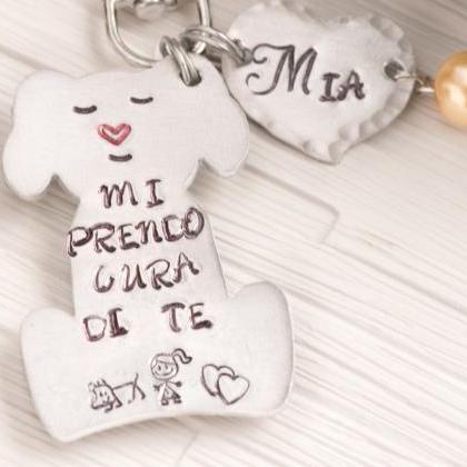 Hand Stamped Dog Keychain, My Dog Keychain As..