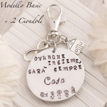 Hand Stamped Keychain, Engraved House Gift From..
