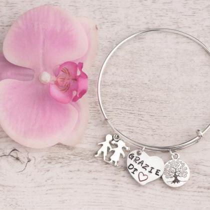 Hand Stamped Mother Bangle Bracelet Gift From 2..