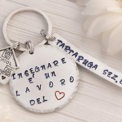 Hand stamped personalized keychain,..