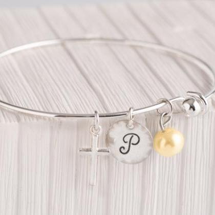 Hand Stamped Bracelet Girl First Communion Gift..