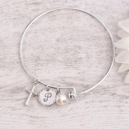 Hand Stamped Bracelet Girl First Communion Gift..