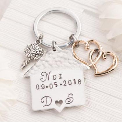 Hand Stamped Keychain, Custom Mother Of Groom Gift..