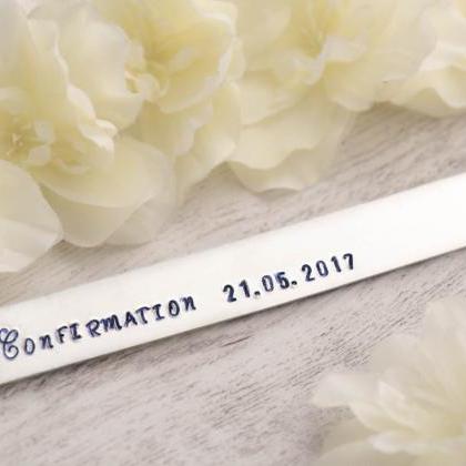 Hand stamped bookmark, confirmation..