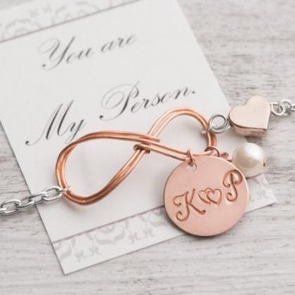 Hand Stamped Personalized Bracelet, Rose Gold..