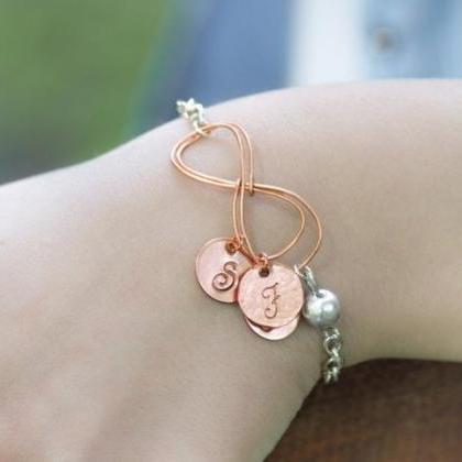 Hand Stamped Personalized Bracelet, Rose Gold..