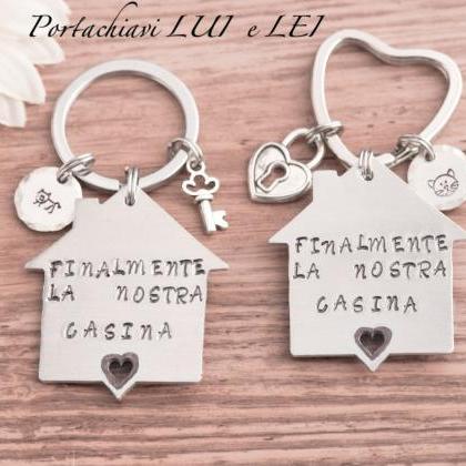 Hand Stamped Keychain, First Home Engraved..