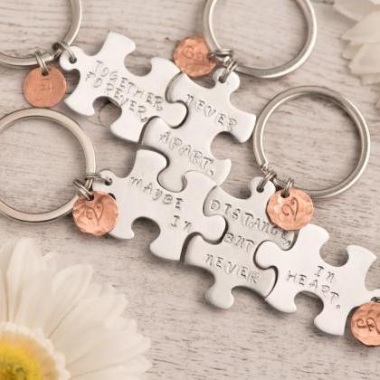 Hand stamped custom bridesmaid keyc..