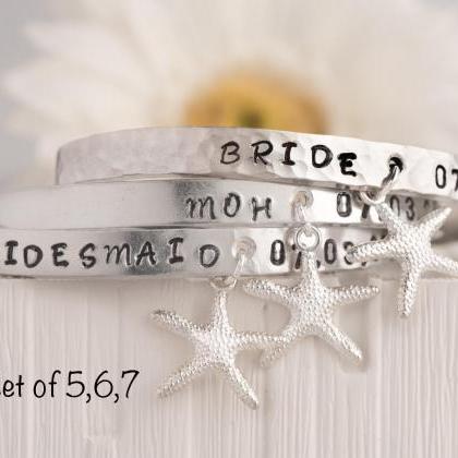 Hand Stamped Personalized Set Of 7 Bracelets For..