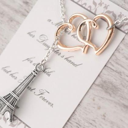 Paris Tower Necklace, Silver Lariat Necklace As..