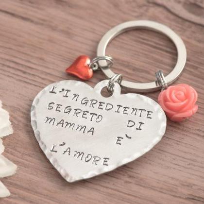 Hand Stamped Custom Heart Keychain , Mothers Day..