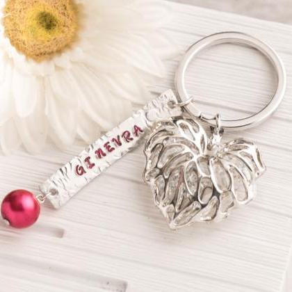 Hand Stamped Personalized Keychain,tassel Heart..