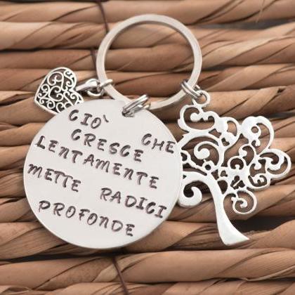 Hand Stamped Sisters Keychain Tree Of Life Gift..