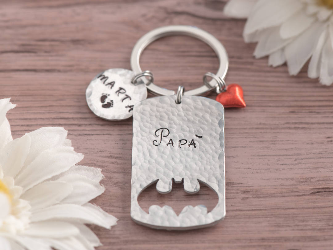 Hand Stamped Keychain, Engraved Batman Gift For Father Keychain