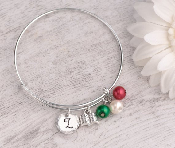 Hand Stamped Teacher Bracelet Bangle Adjustable, Teacher Present Nanny, Last Day Of School Giift, Bracelet Custom Made To Order, Teacher Thanke