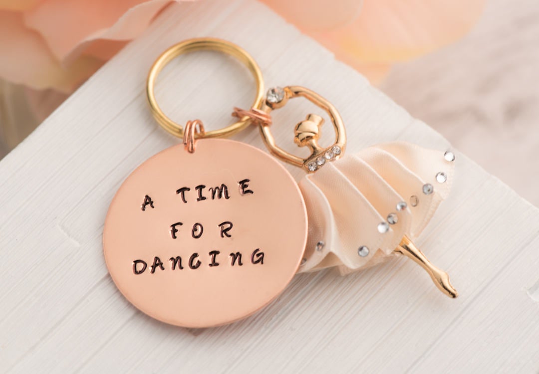 Hand Stamped Keychain, Custom Thank You Teacher, Ballet Dance Teacher Gift, Dance Bag, Birthday Ballet Party, Dance Recital Gift, Teenage Girl
