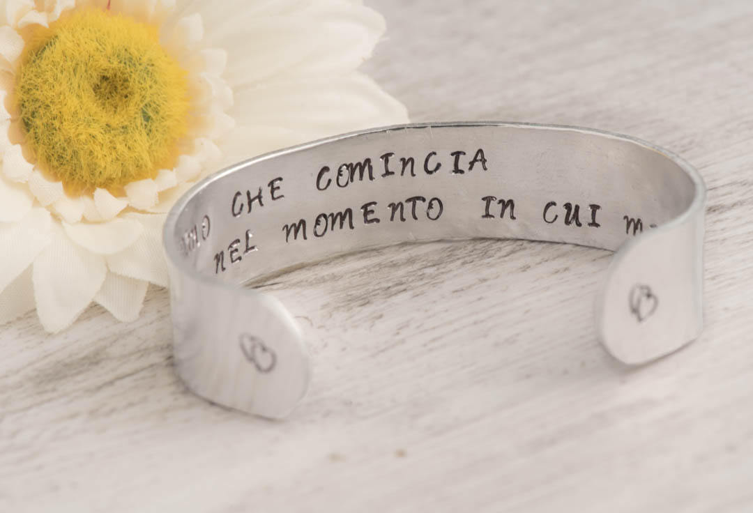 Hand Stamped Bracelet, Wife Bracelet As Secret Message Bracelet As Texture Cuff-quote Bracelet As Affirmation Jewelry As Birth Day Gift Idea With
