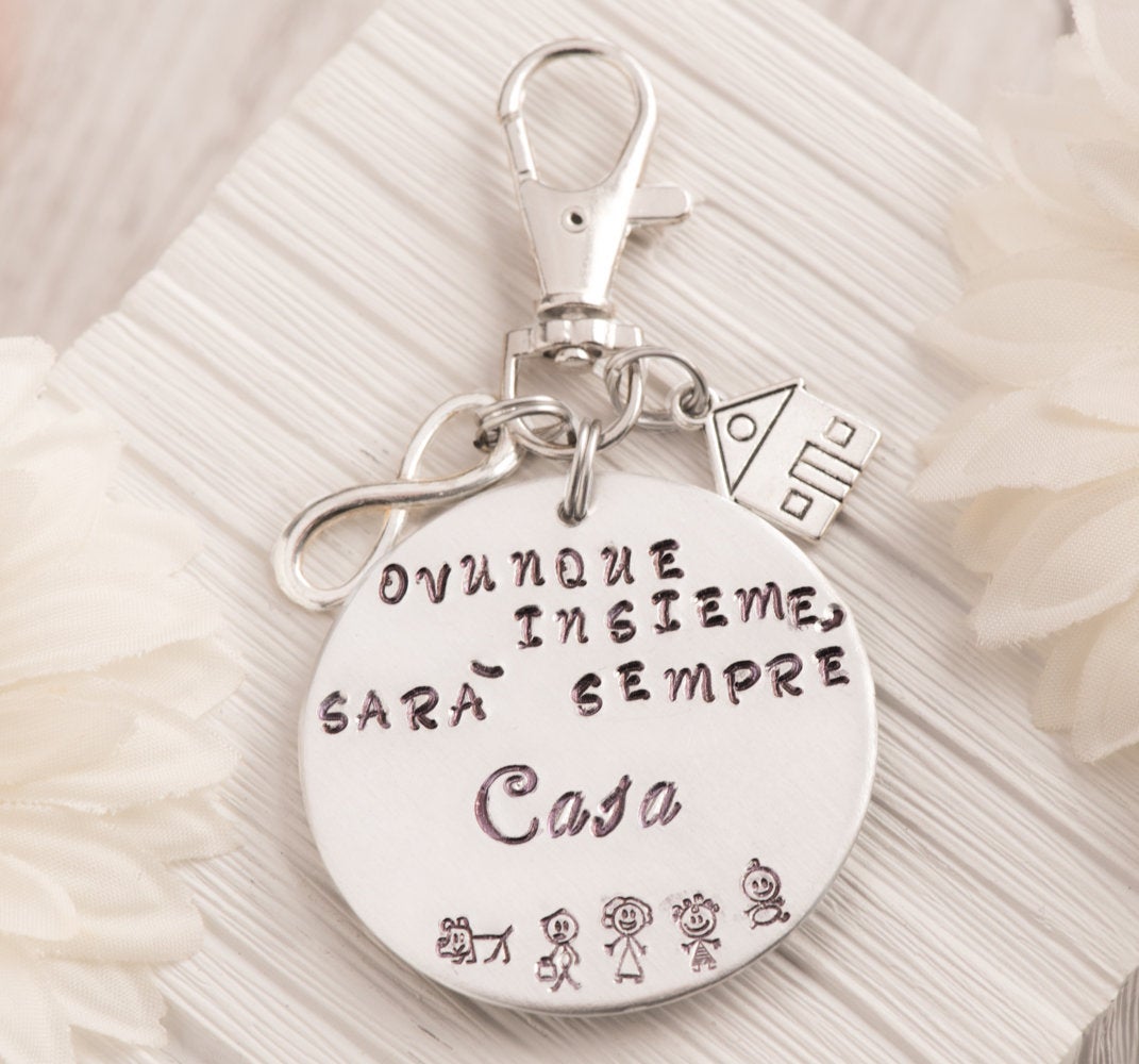 Hand Stamped Keychain, Engraved House Gift From Daughter Keychain