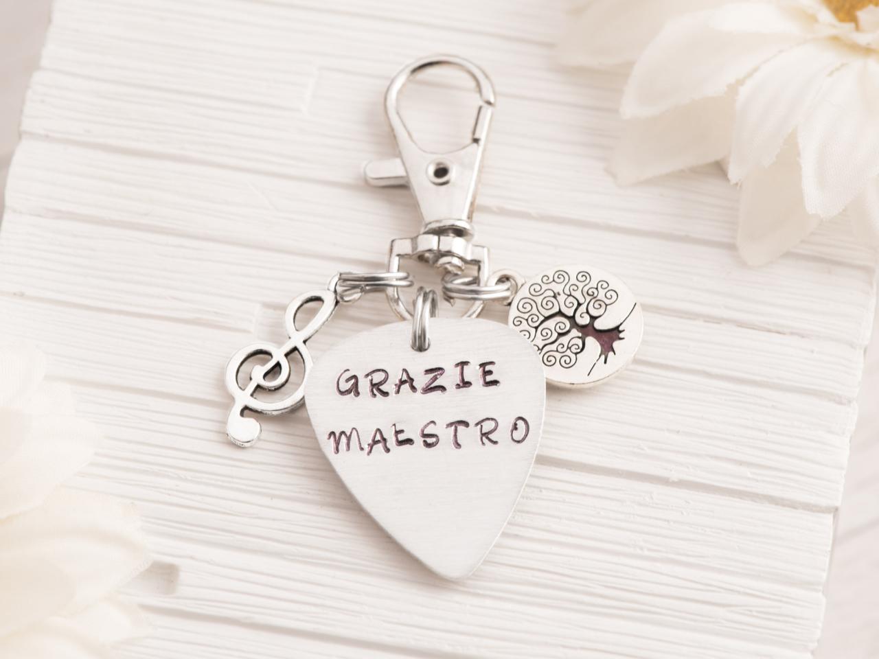 Custom Hand Stamped Music Teacher Keychain Retirement As Day Care Gift Nana End Of Day Of School Gift.