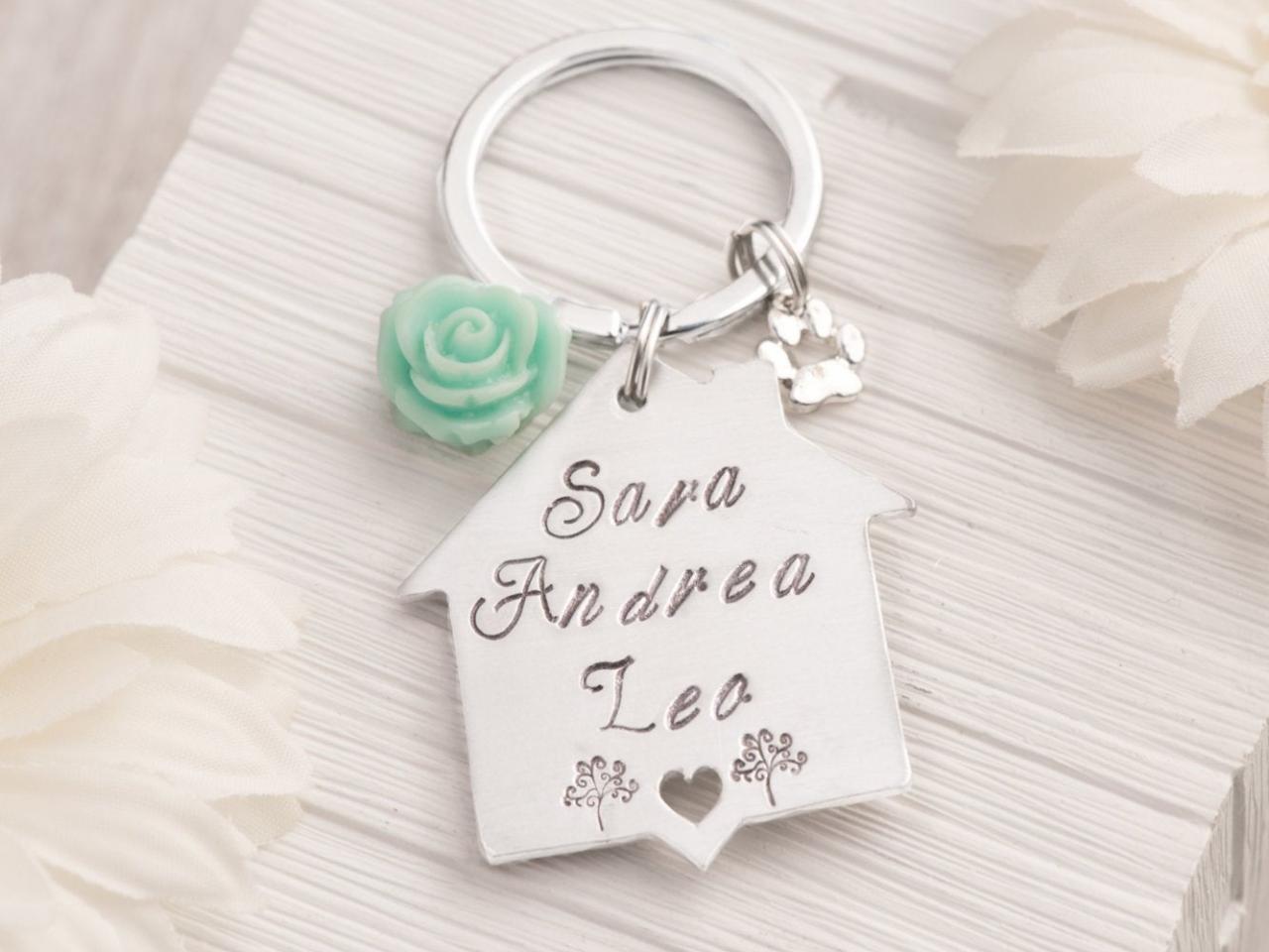 Hand Stamped Keychain, Home For Grandma Gift As 5th Anniversary