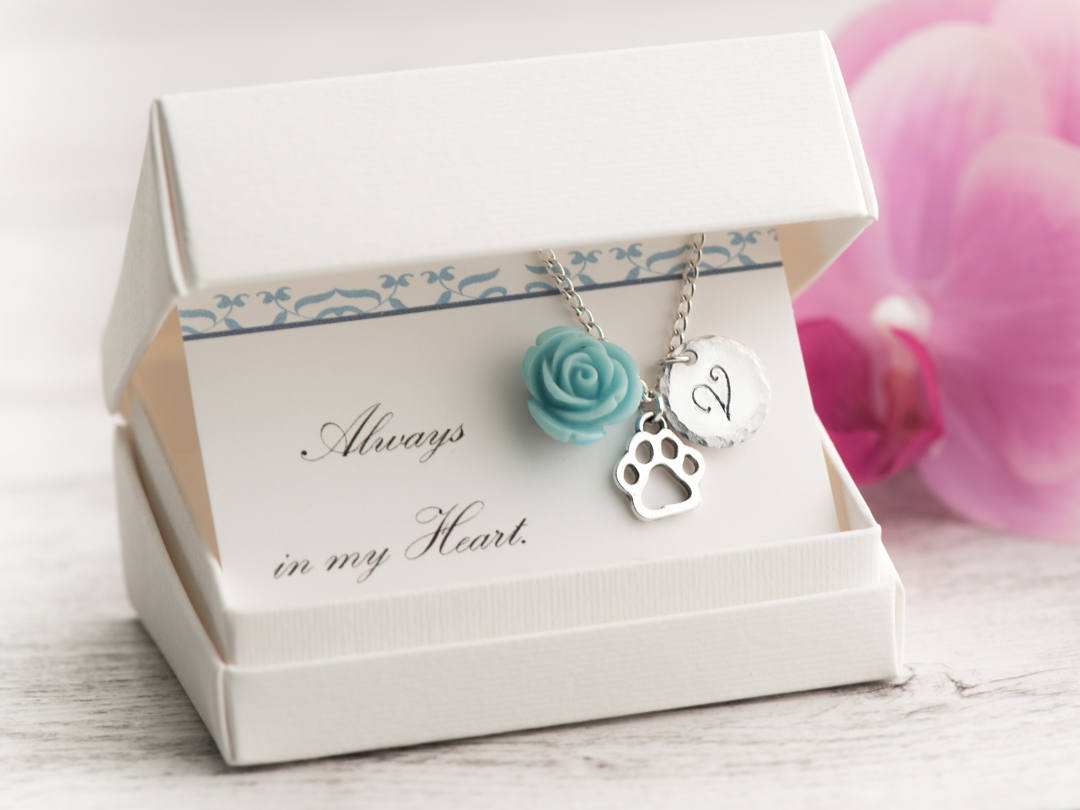 Hand Stamped Keepsake Necklace, Dog Pet Loss Gift Necklace Sympathy, Hand Stamped Jewelry