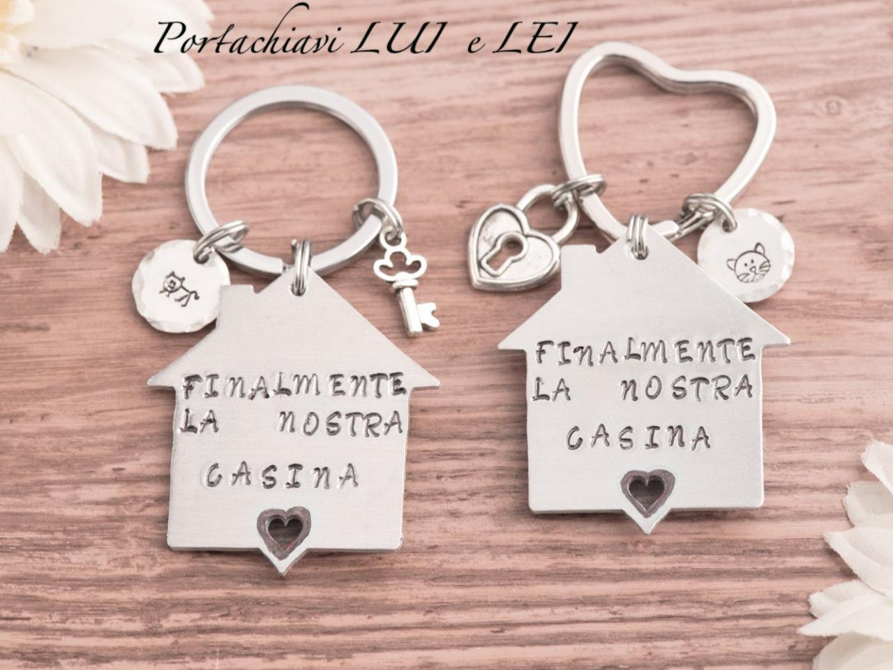 Hand Stamped Keychain, First Home Engraved Keychain For Homeowners