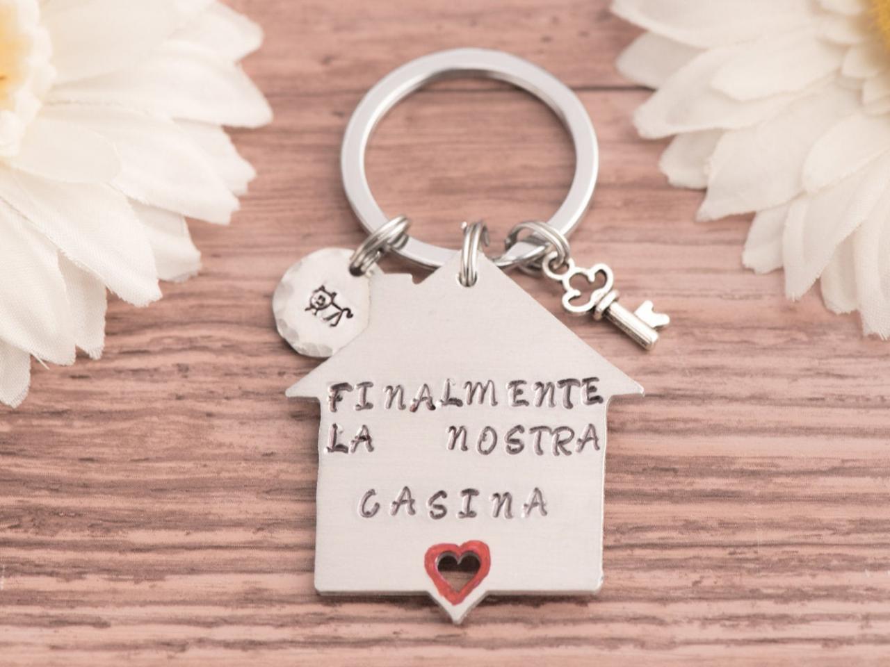 Hand Stamped Keychain, Home Gift For Couple Keychain For Fathers Day Gift Engraved