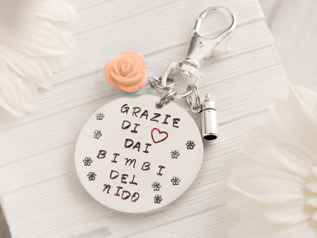 Custom Hand Stamped Keychain Teacher Present, Teacher Appreciation Gift Retirement, Day Care Gift End Of Year, Thanks For Helping Me Grow,