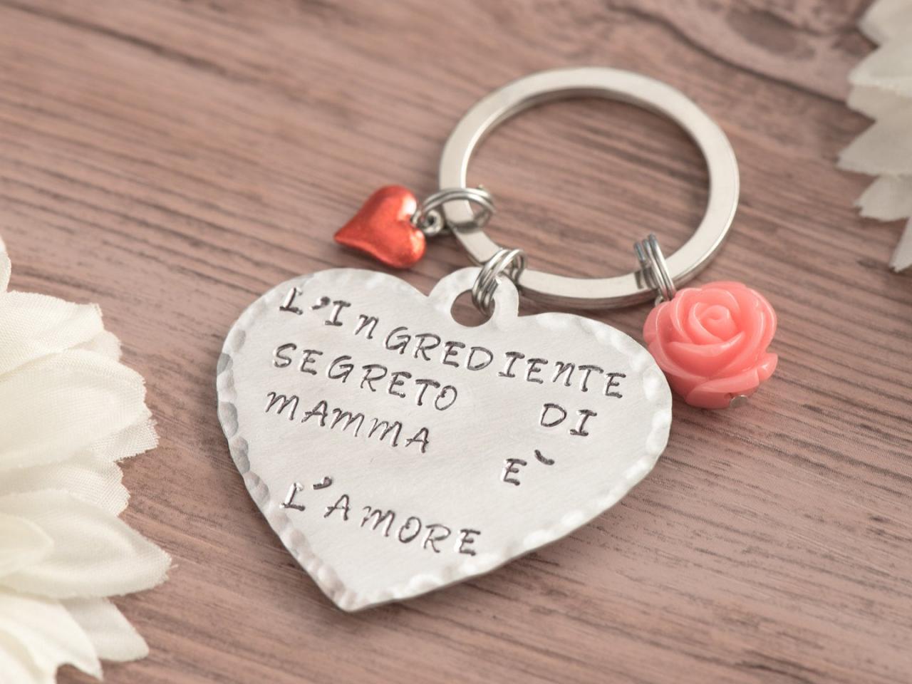 Hand stamped custom heart keychain , mothers day gift from kids 3 daughters, name personalized heart keychain custom made to order, daughter and mom birthday gift, mom of 3