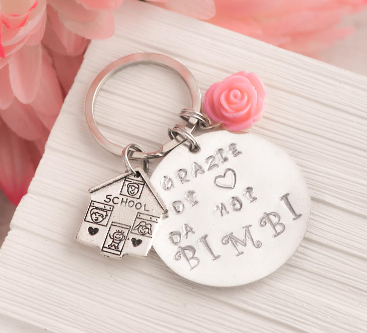 Hand Stamped Personalized Engraved Keychain, Big Heart To Teach Keychain, Day Care Gift, Teacher Assistant Gift From Classroom