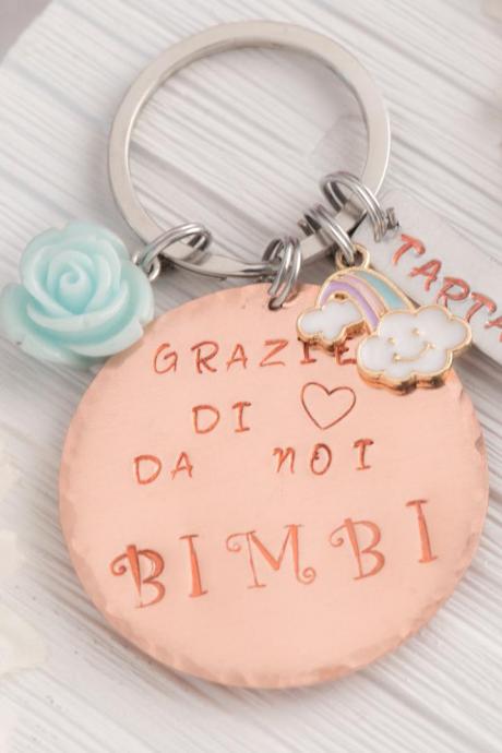 Hand stamped keychain, personalized teacher gift from classroom or gift from student as end of term gift as end of year gift as kids school keychain