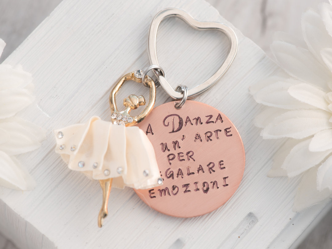 Hand Stamped Ballet Dancer Keychain, Preschool Teacher Quotes Keychain